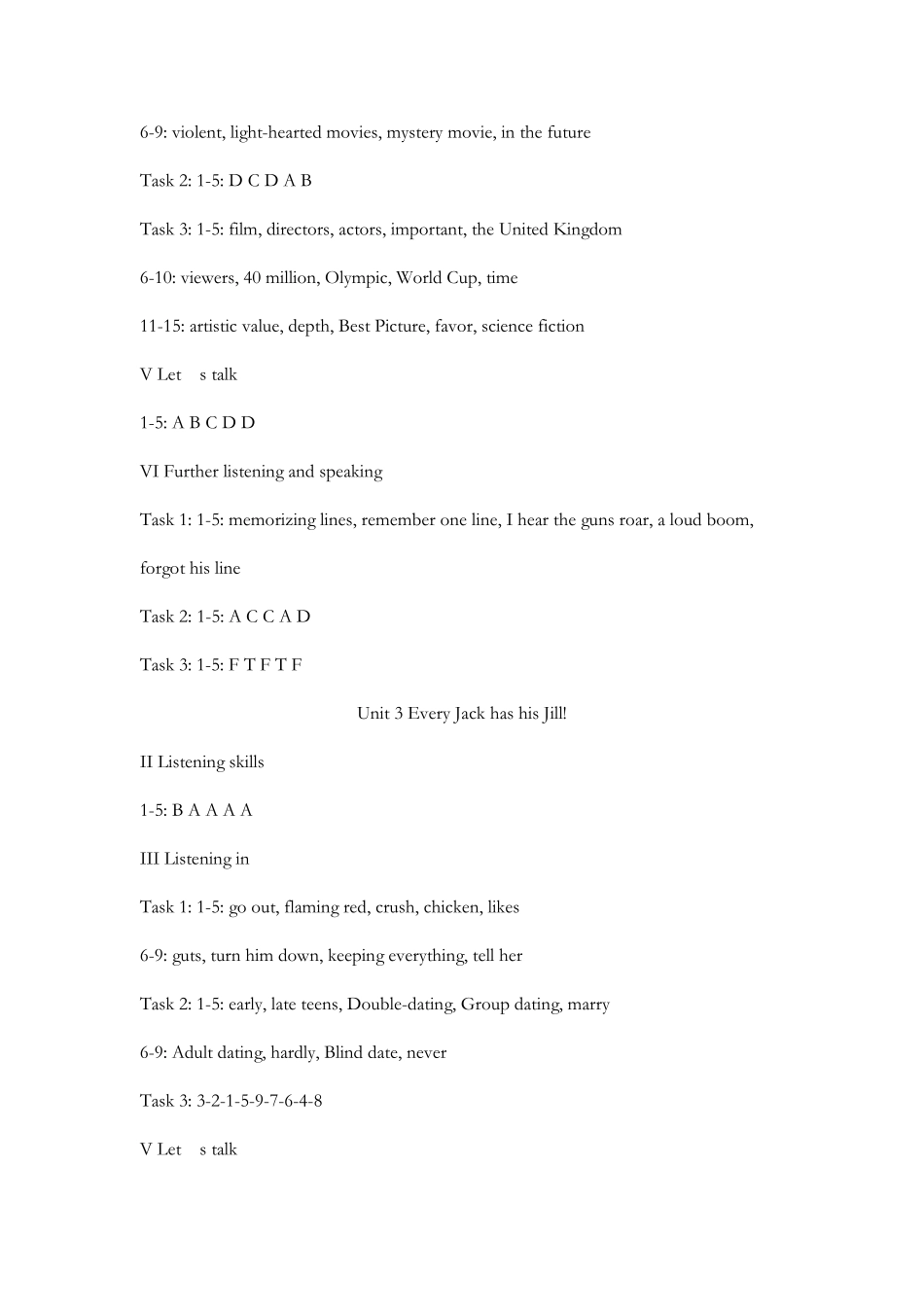 新视野大学英语视听说教程2_听力答案_第2页