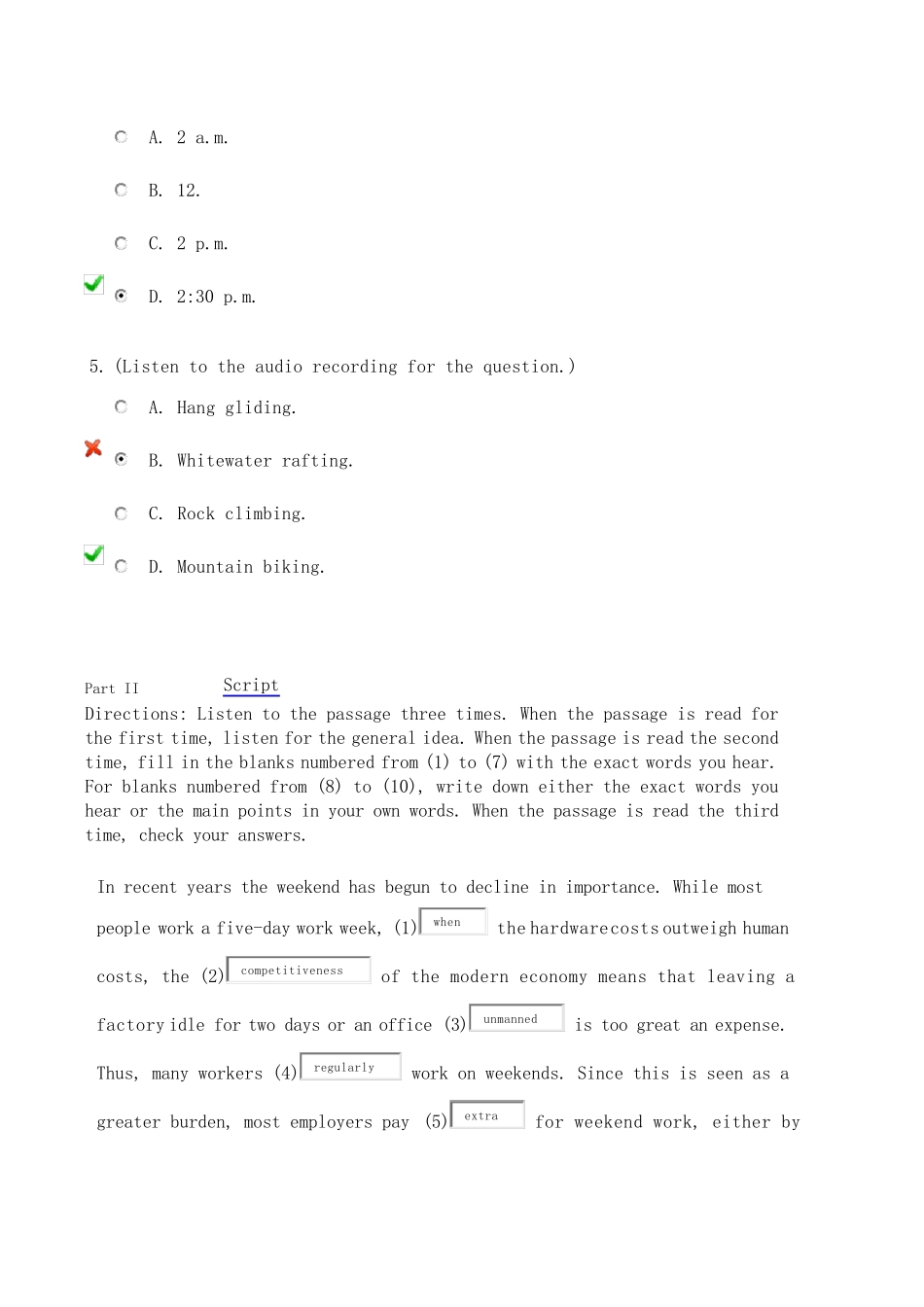 新视野大学英语视听说教程4(第二版)Unit7_test答案_第2页
