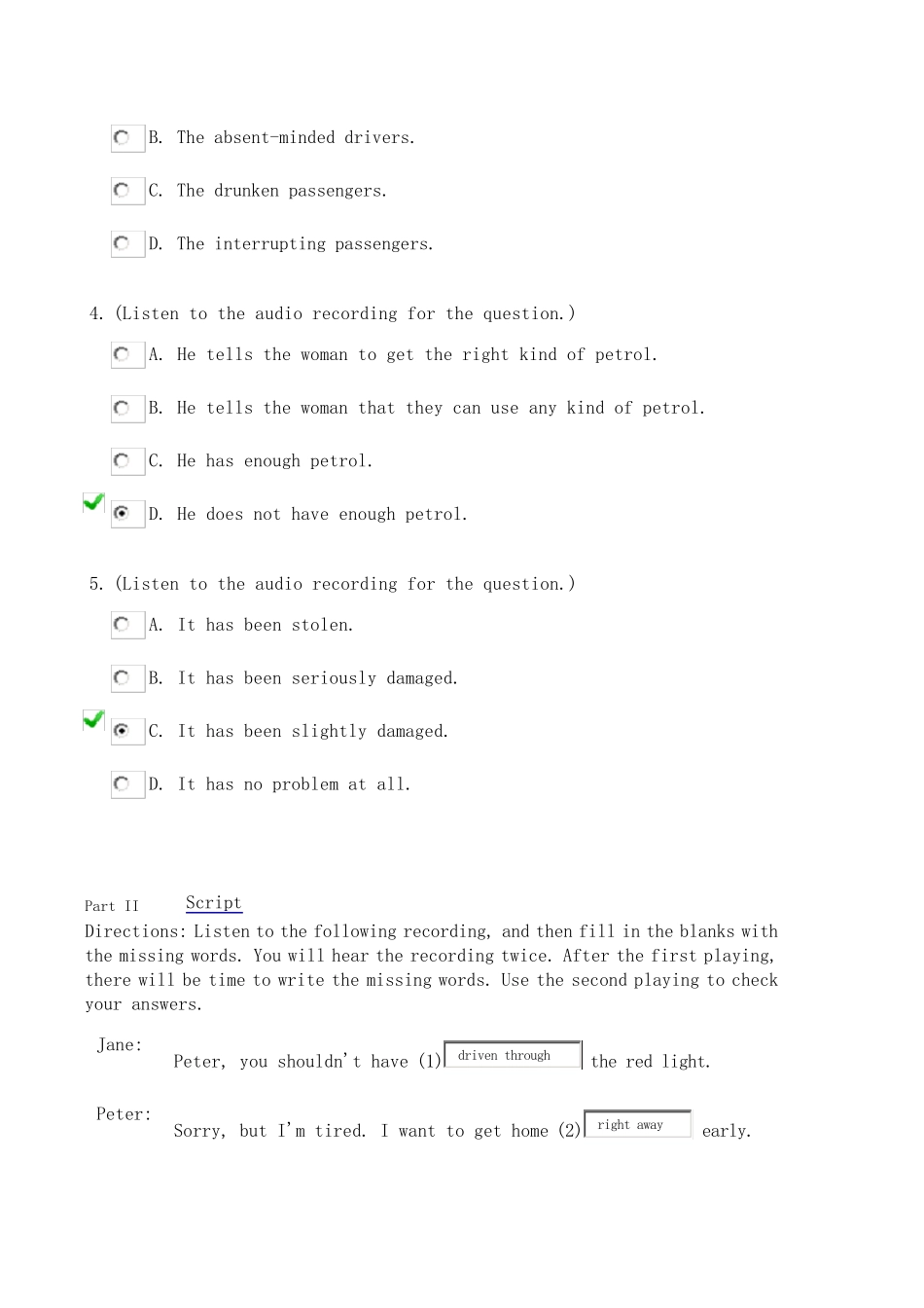 新视野大学英语视听说教程第2册单元测试答案unittest9_第2页