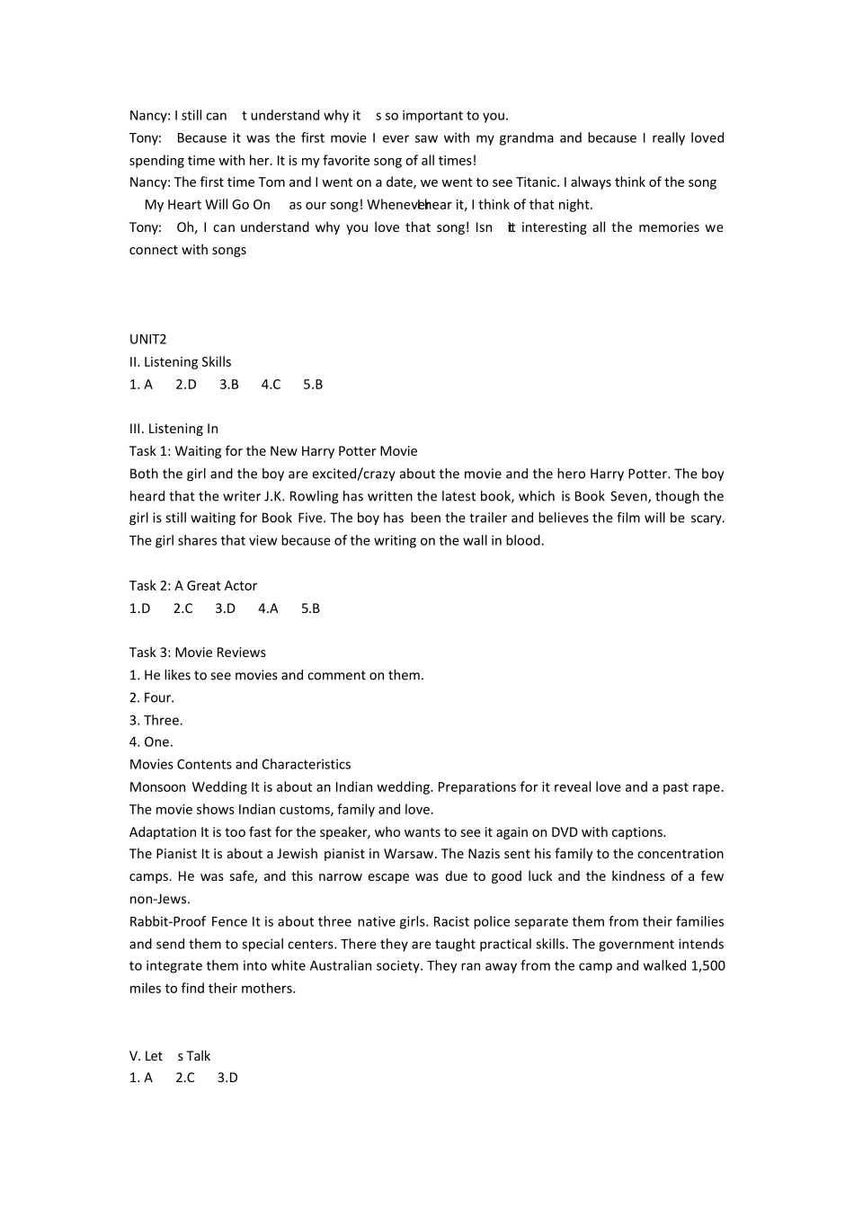 新视野大学英语视听说教程第2册答案(全110单元)_第3页