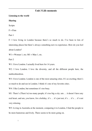 新视野大学英语视听说教程第三版第一册第三单元录音文本(完全版)