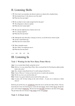 新视野大学英语视听说教程第二册答案Unit2