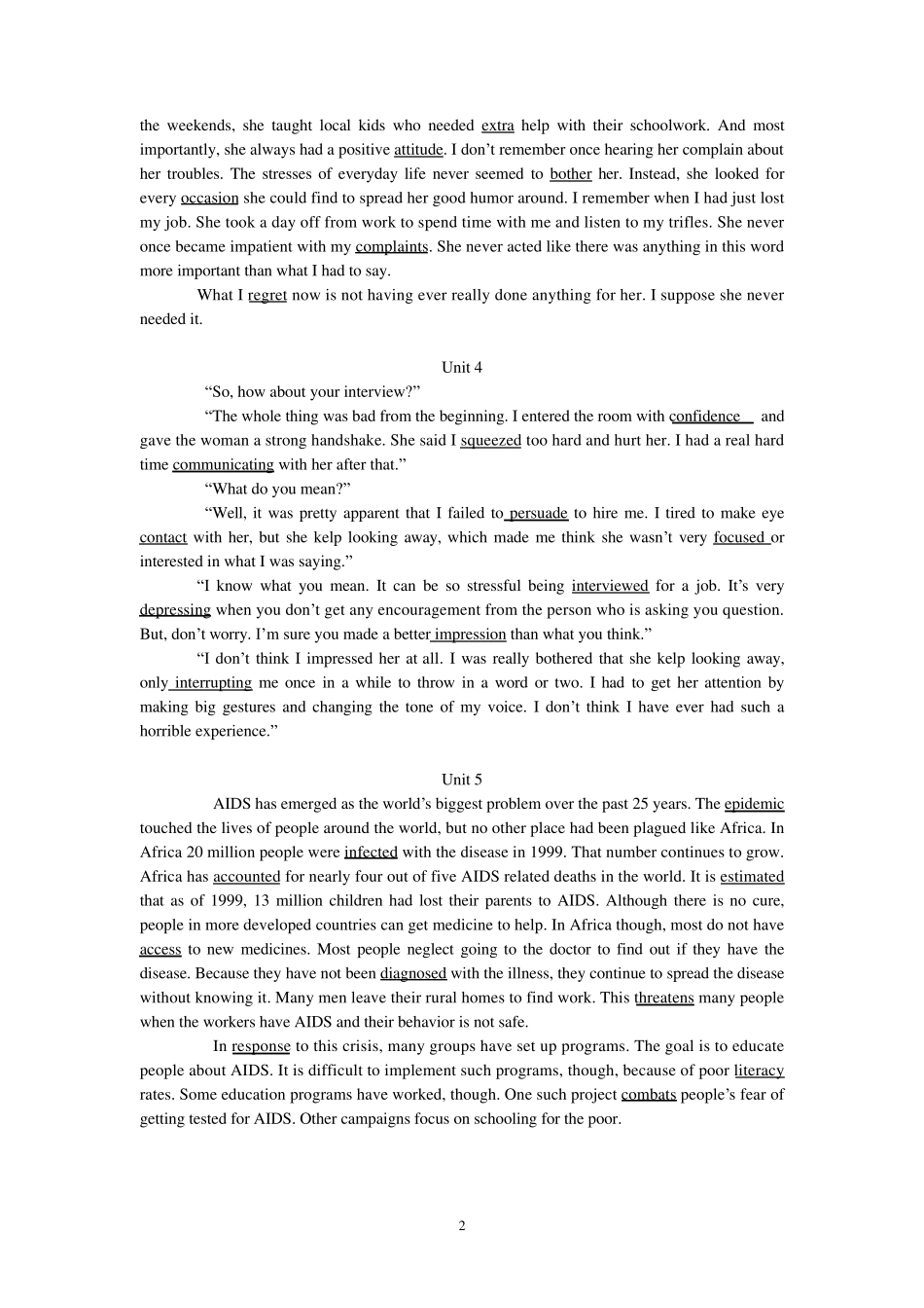 新视野大学英语读写教程翻译与填空题目及答案_第2页