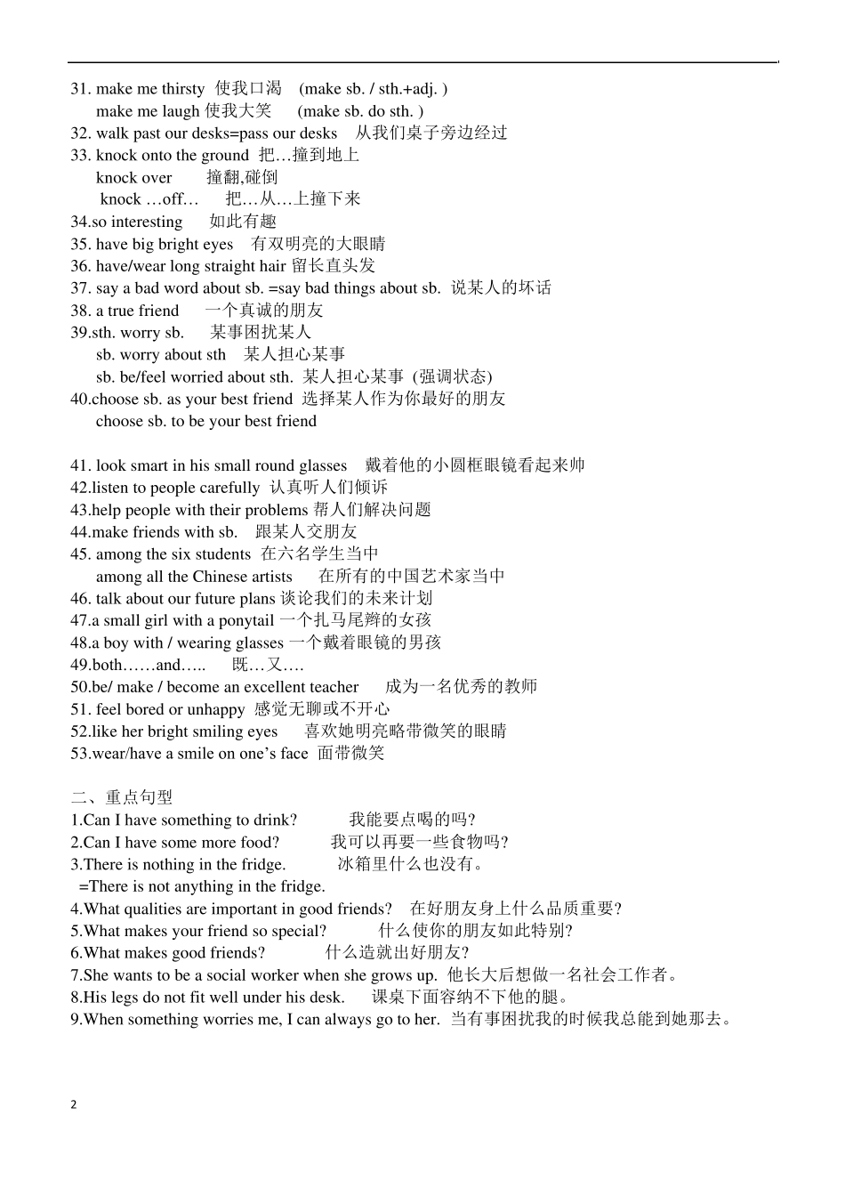 新译林8A期中复习重点词组和句子_第2页