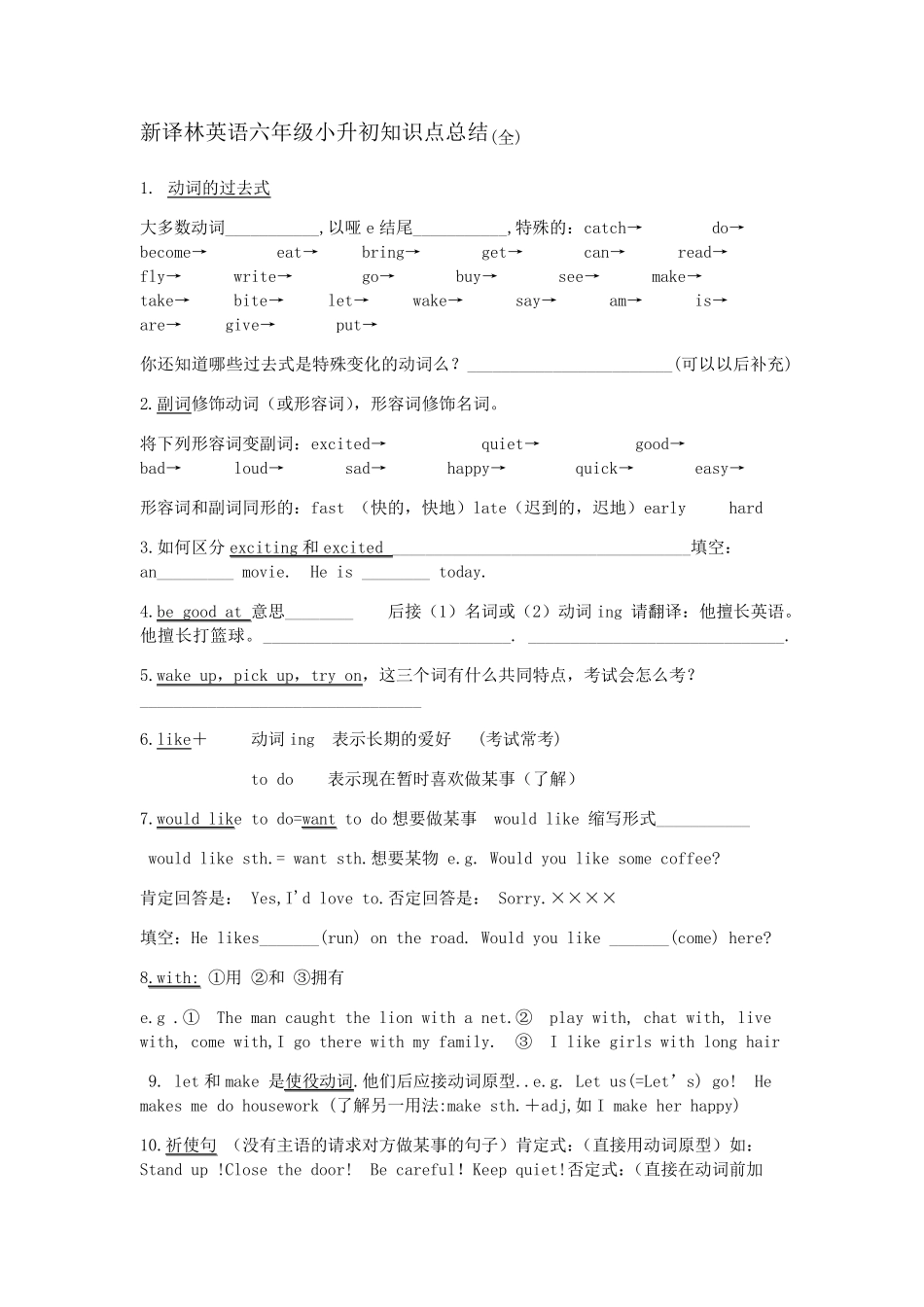 新译林版英语六年级下小升初知识点总结_第1页