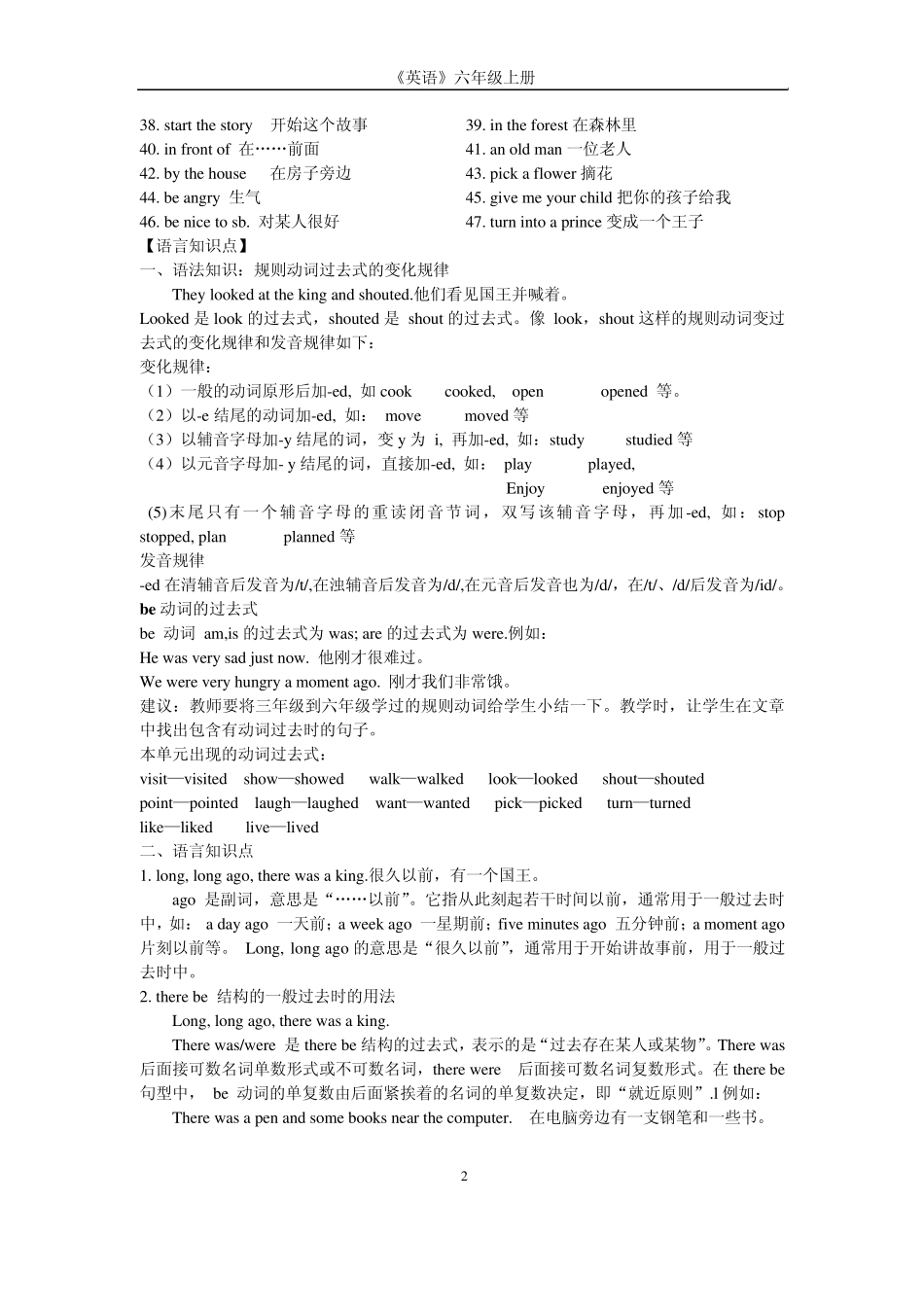 新译林牛津小学英语六年级上册全册分单元知识点归纳整理及考查试卷6A复习资料_第2页