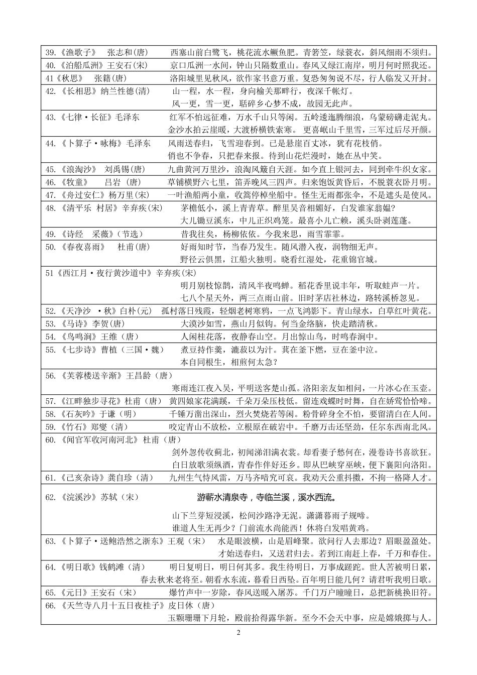 新课标人教版小学语文16年级的古诗词及日积月累_第2页