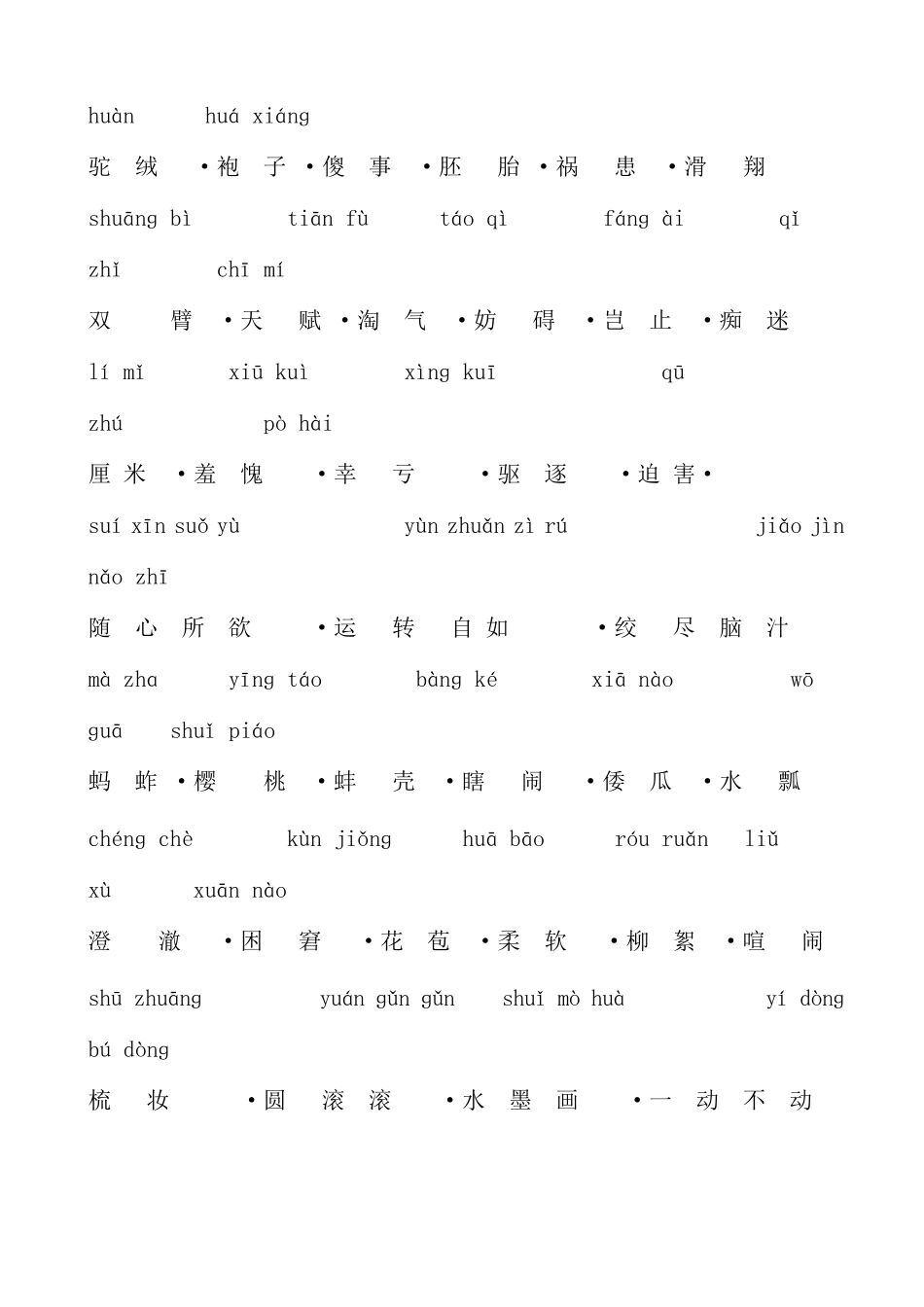 新课标人教版小学语文五年级下册词语盘点(词语带拼音)_第3页
