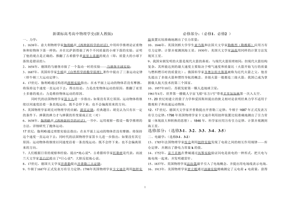 新课标高考高中物理学史(新人教版)_第1页