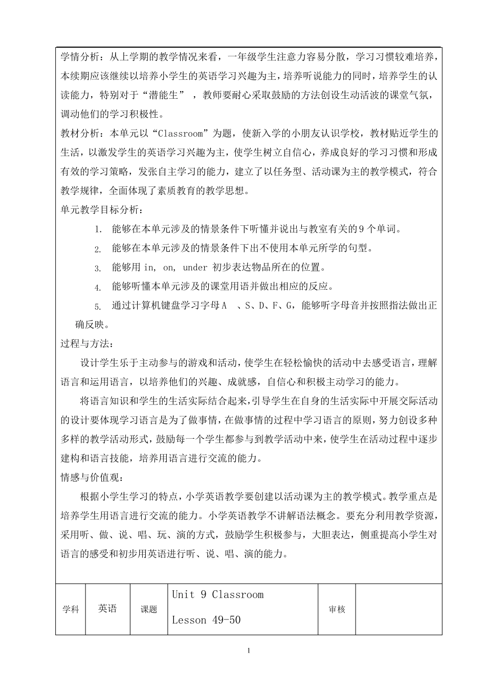 新起点一年级英语下册教案_第1页