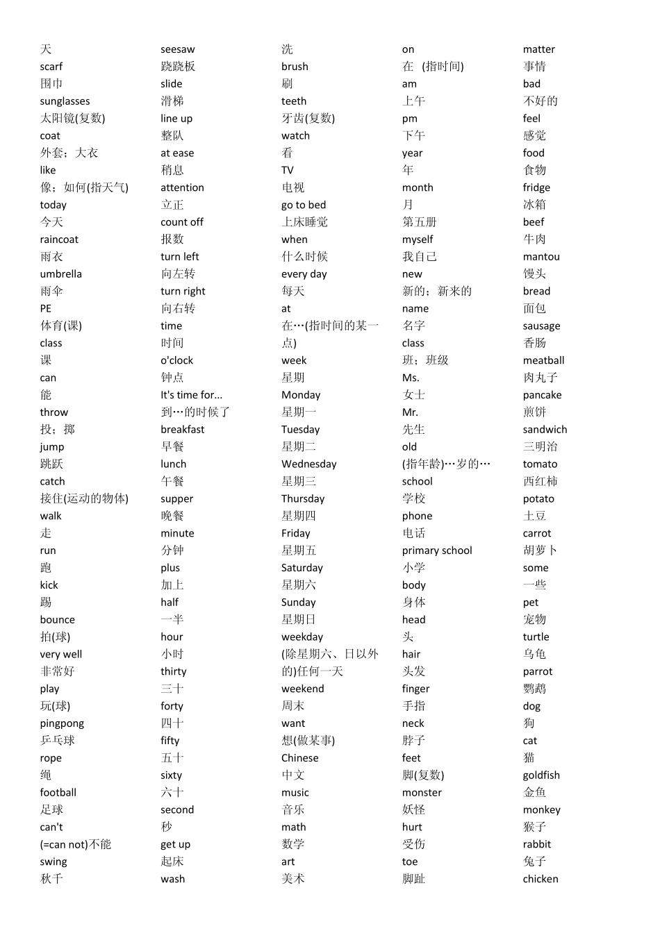 新起点小学英语一到十册词汇汇总_第3页