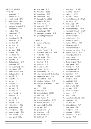 新起点小学一至六年级英语单词(带音标)