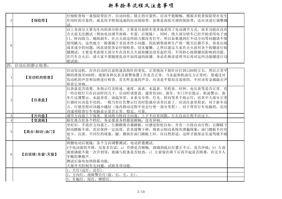 新车验车流程及注意事项(表格)_第3页