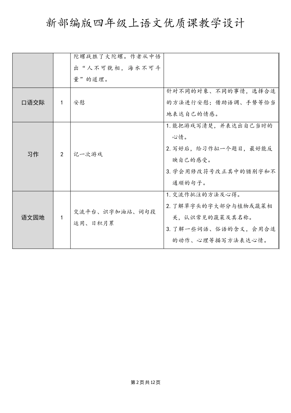 新部编版四年级上语文18《牛和鹅》优质课教学设计_第2页