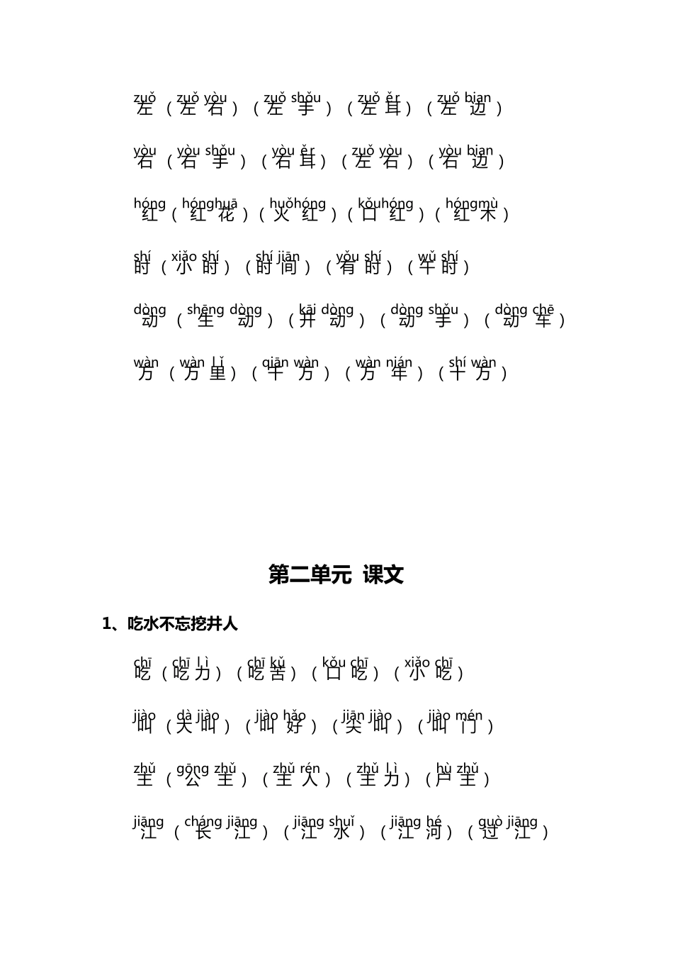 新部编版小学一年级下册生字词(拼音版)_第3页