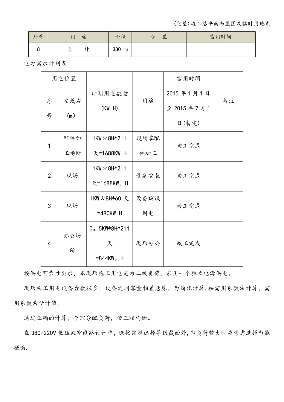 施工总平面布置图及临时用地表_第3页