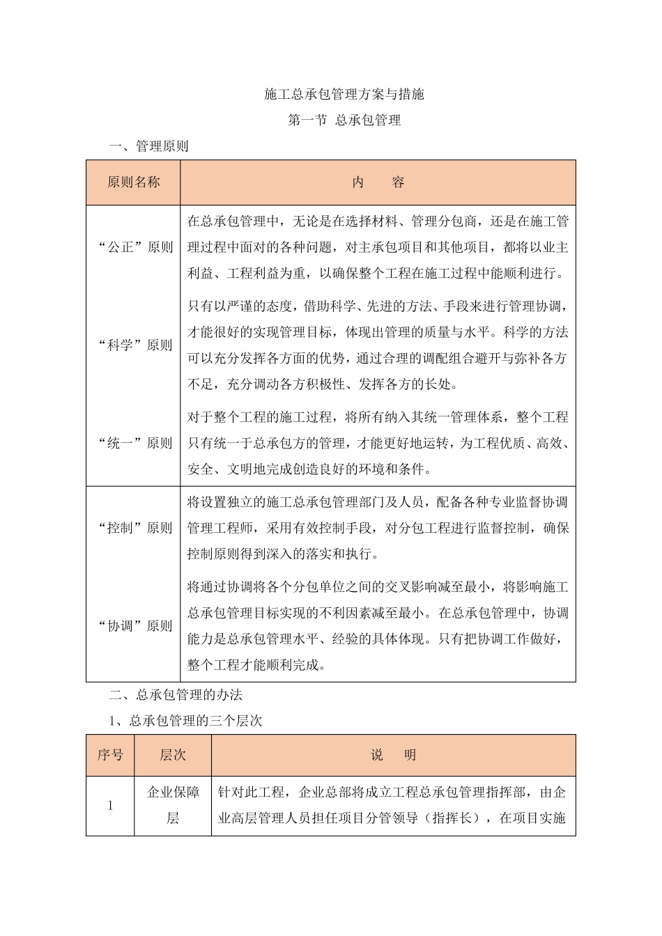 施工总承包管理方案与措施_第1页