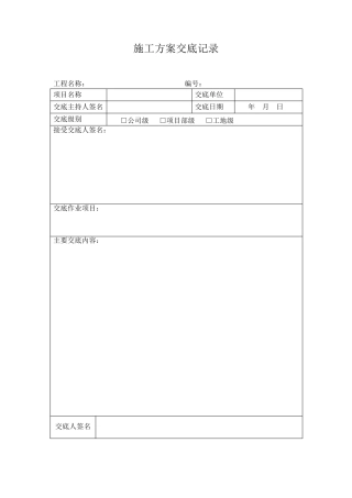 施工方案交底记录表格