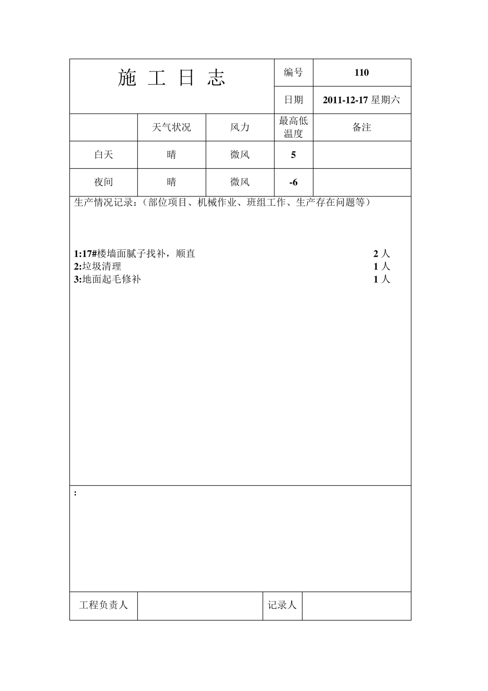 施工日志样本模板范本_第2页