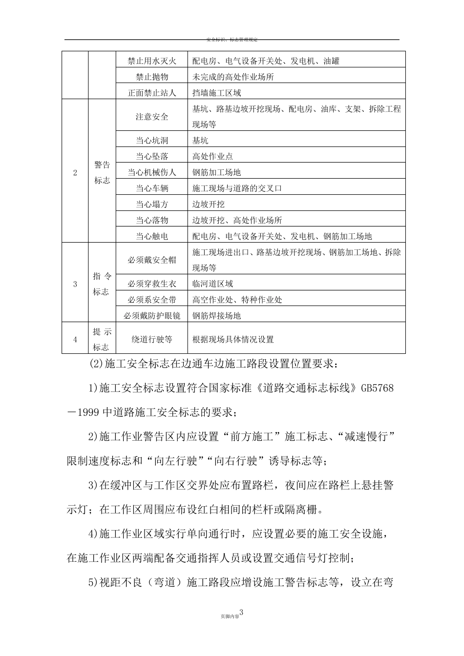 施工现场安全标志和安全防护设施设置方案_第3页