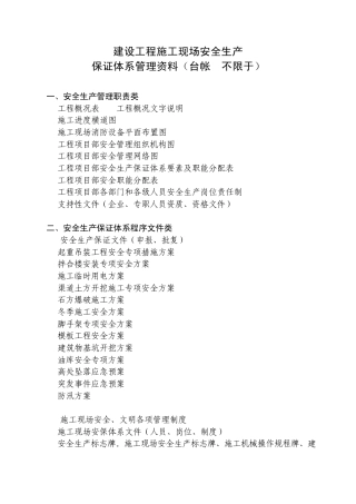 施工现场安全生产(施工单位台帐)