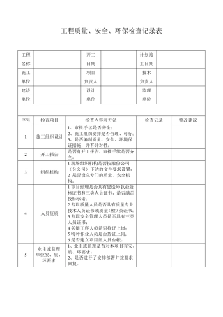 施工现场检查记录表2011.3修订