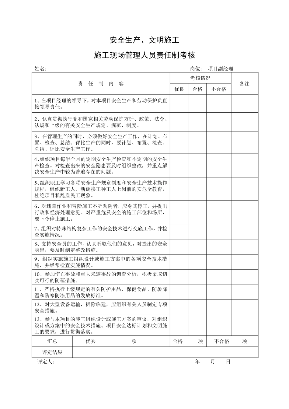 施工现场管理人员责任制考核办法_第3页