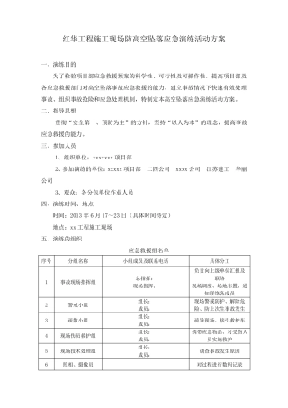 施工现场防高空坠落应急演练活动方案
