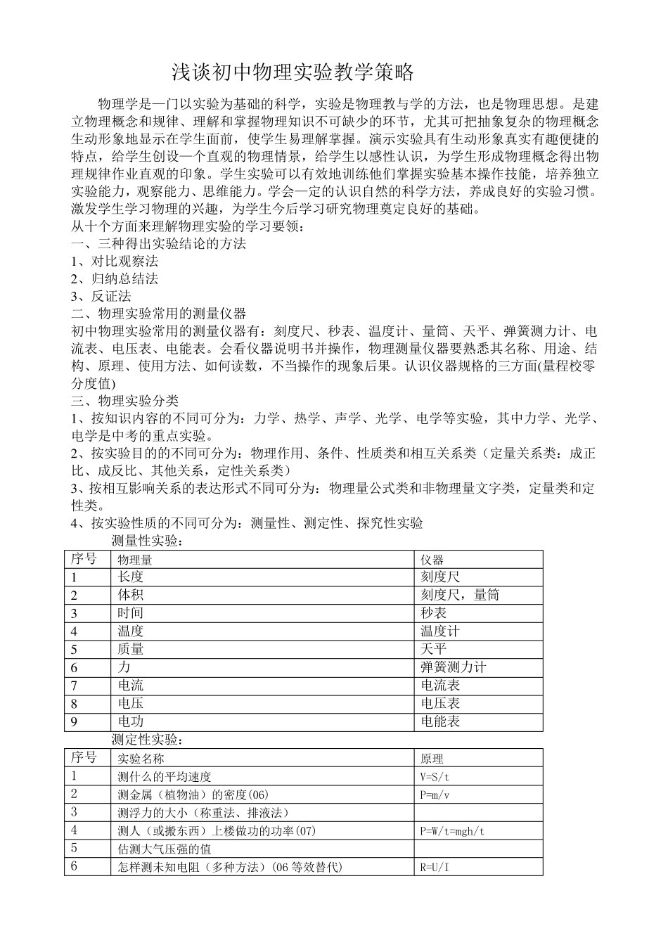 浅谈初中物理实验教学策略_第1页
