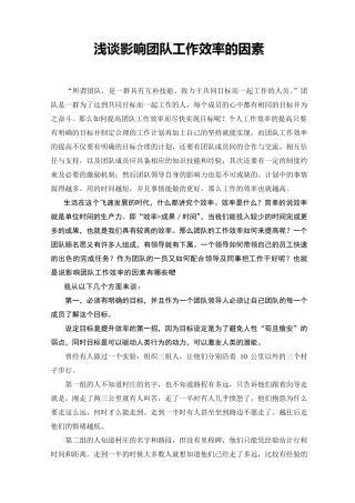 浅谈影响团队工作效率的因素