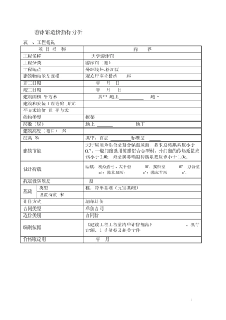 游泳馆造价指标