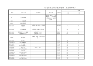 湖北省医疗服务收费项目及价格标准
