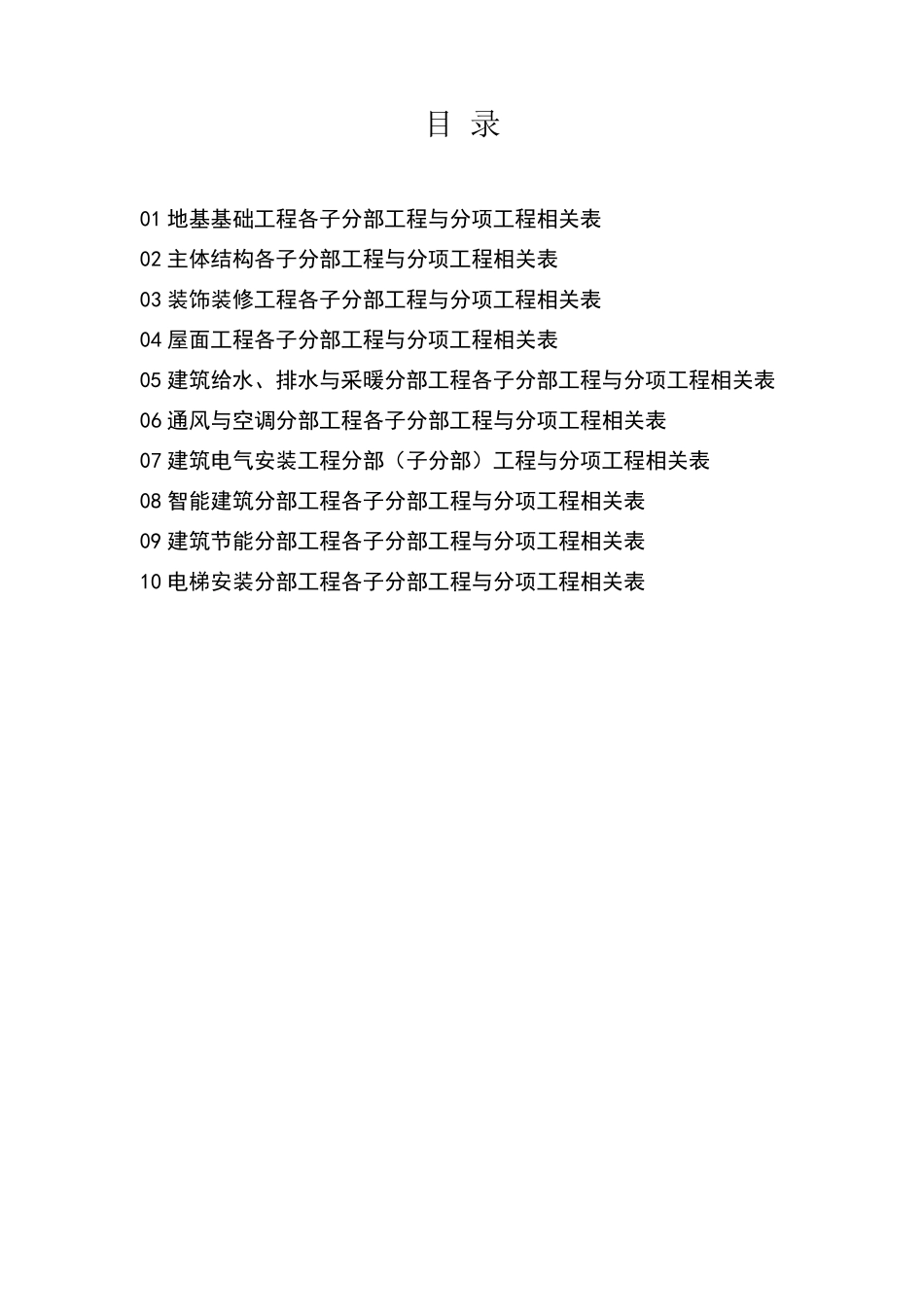 湖北省建筑工程施工统一用表_2016年版_分部、子分部、分项检验批目录Word版本_第2页
