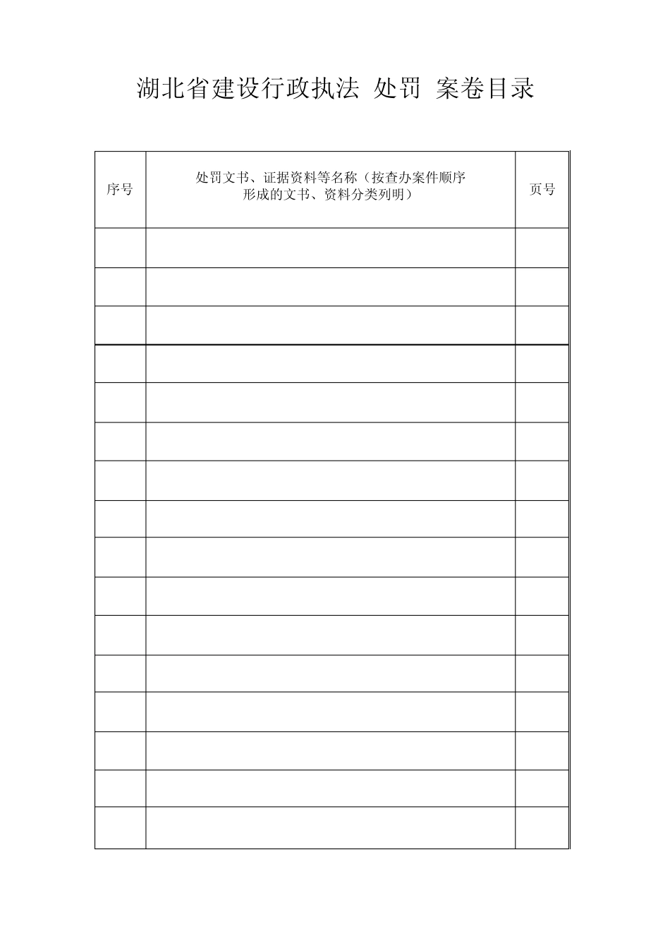 湖北省建设行政执法(处罚)案卷目录_第1页