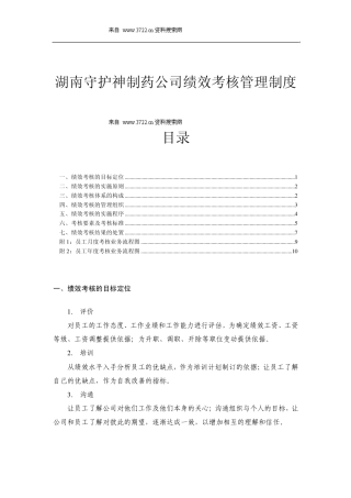 湖南XX神制药公司绩效考核管理制度(DOC11页)