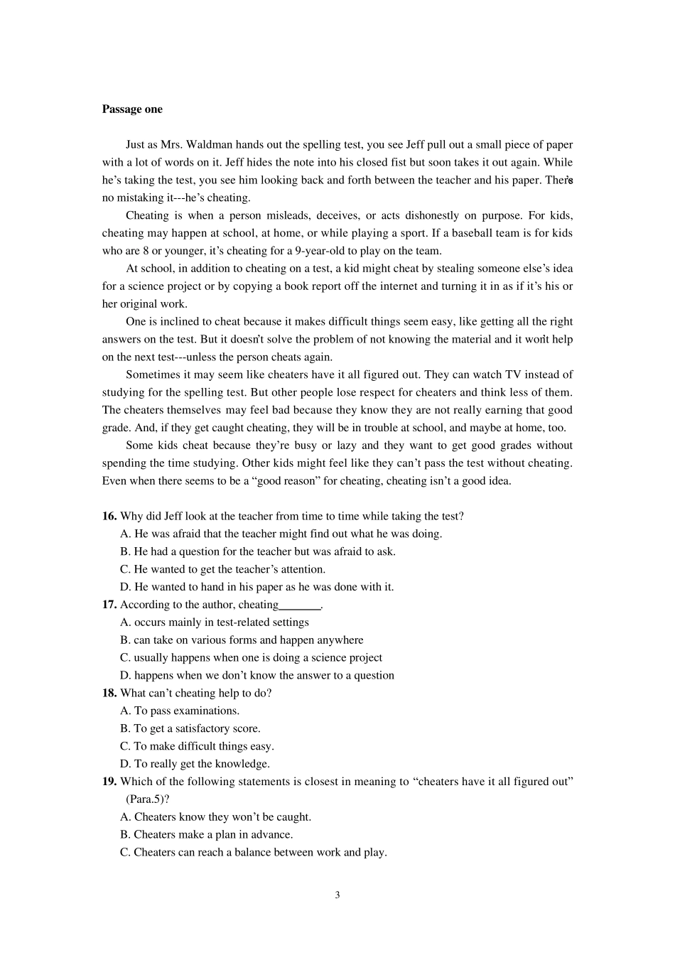 湖南成人学位英语考试真题_第3页