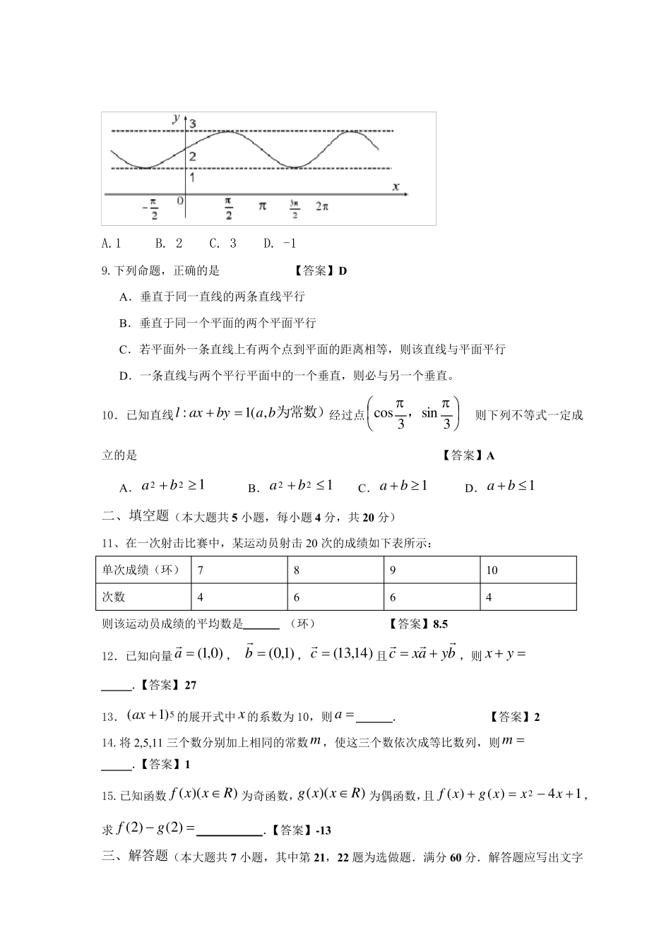 湖南省2019年普通高等学校对口招生考试数学试题及参考答案_第2页