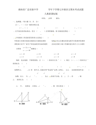 湖南省广益实验中学20112012学年七年级数学下学期期末考试试题人教新课标版