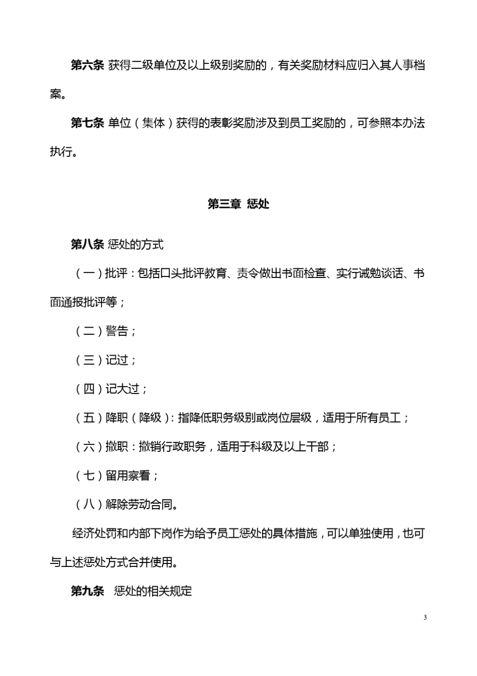 湖南省电力公司员工奖惩办法(2009)版_第3页