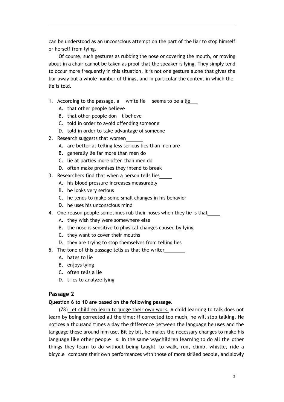 湖南自考学位英语模拟试题及答案详解_第2页