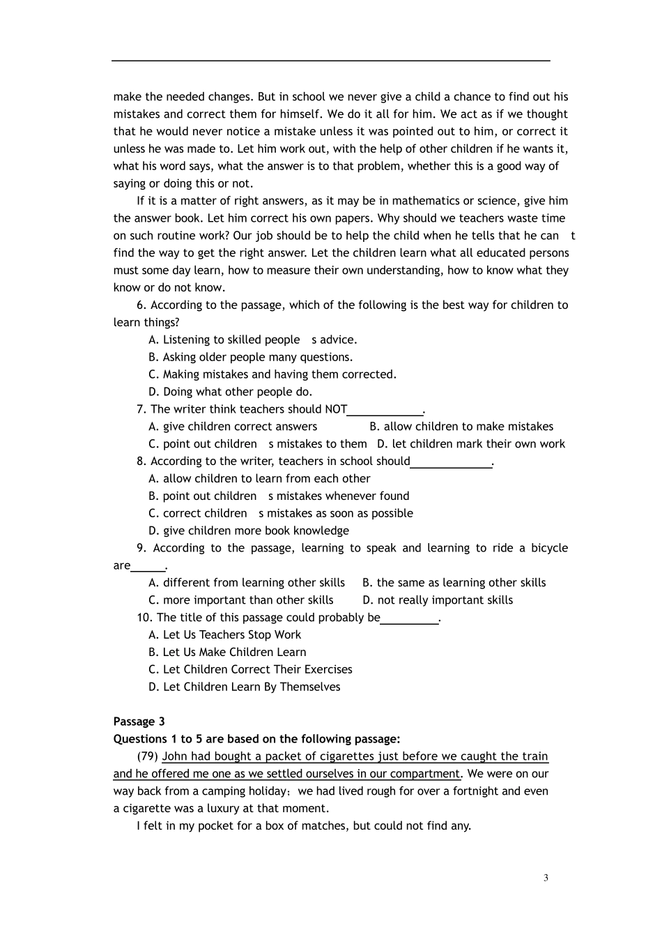 湖南自考学位英语模拟试题及答案详解_第3页