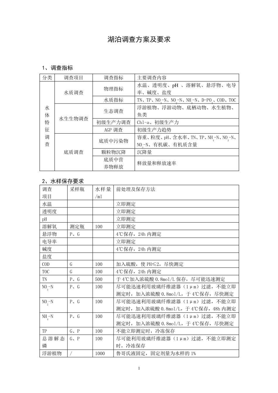 湖泊调查方案及要求_第1页