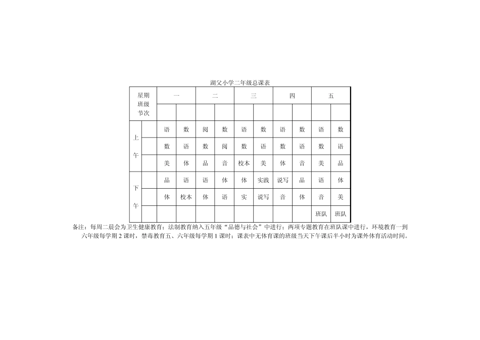 湖父小学一年级总课表_第2页