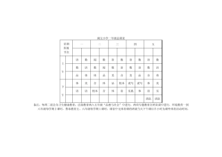 湖父小学一年级总课表