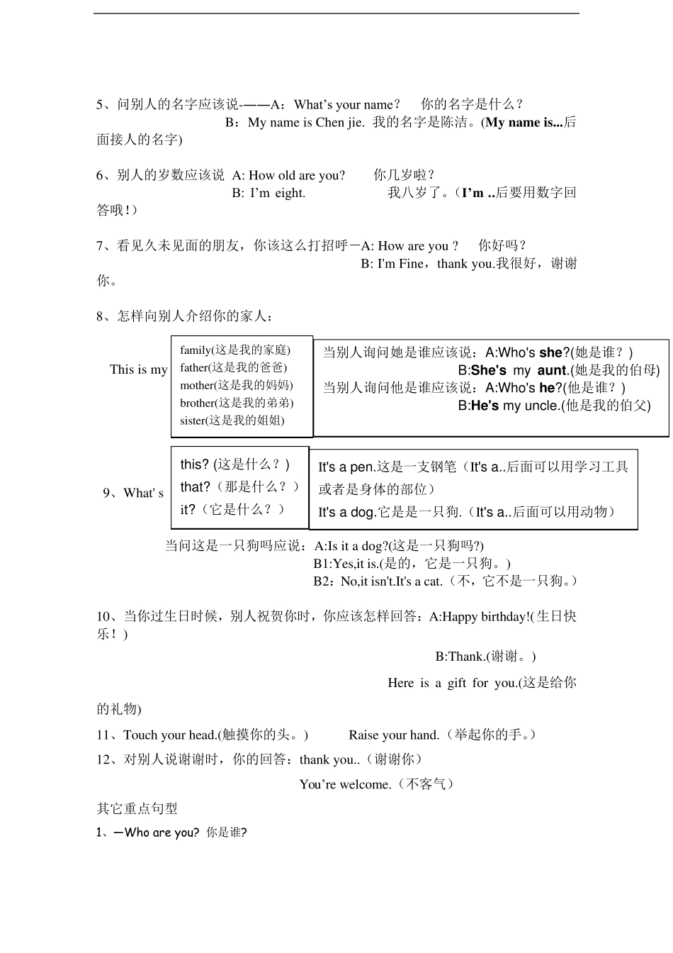 湘少版三年级英语上册湘少版英语三年级上总复习资料_第3页