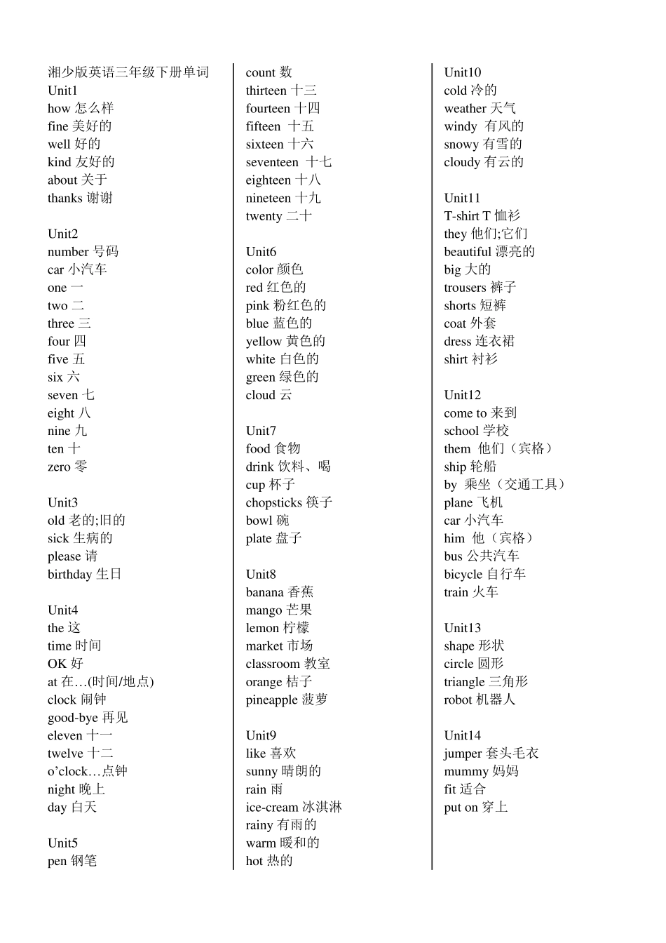 湘少版三至六年级英语单词汇总_第2页