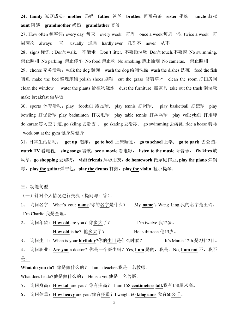 湘少版小学六年级英语总复习_第3页