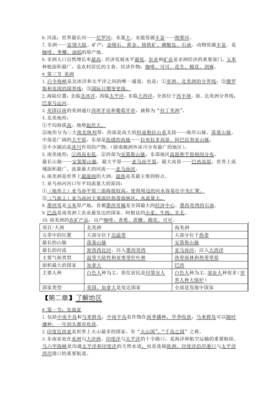 湘教版七年级下册地理复习提纲_第2页