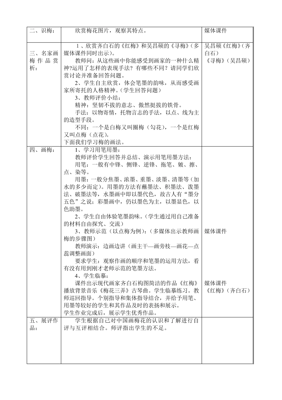 湘教版八年级上册美术第2课《梅竹言志》教案_第2页