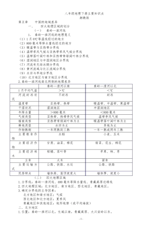 湘教版八年级地理下册主要知识点总结